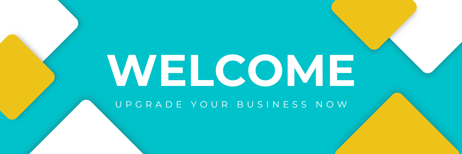 Blue and Yellow Modern Business Twitter Header